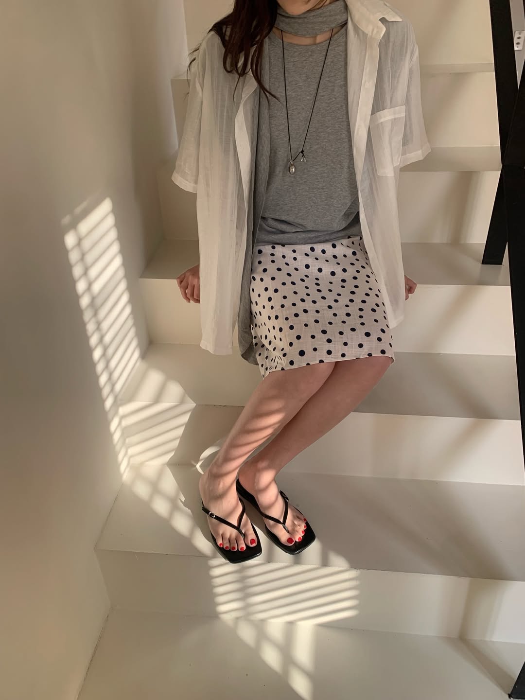 Avid Polka Dot Elastic Waist Side Tie Skirt
