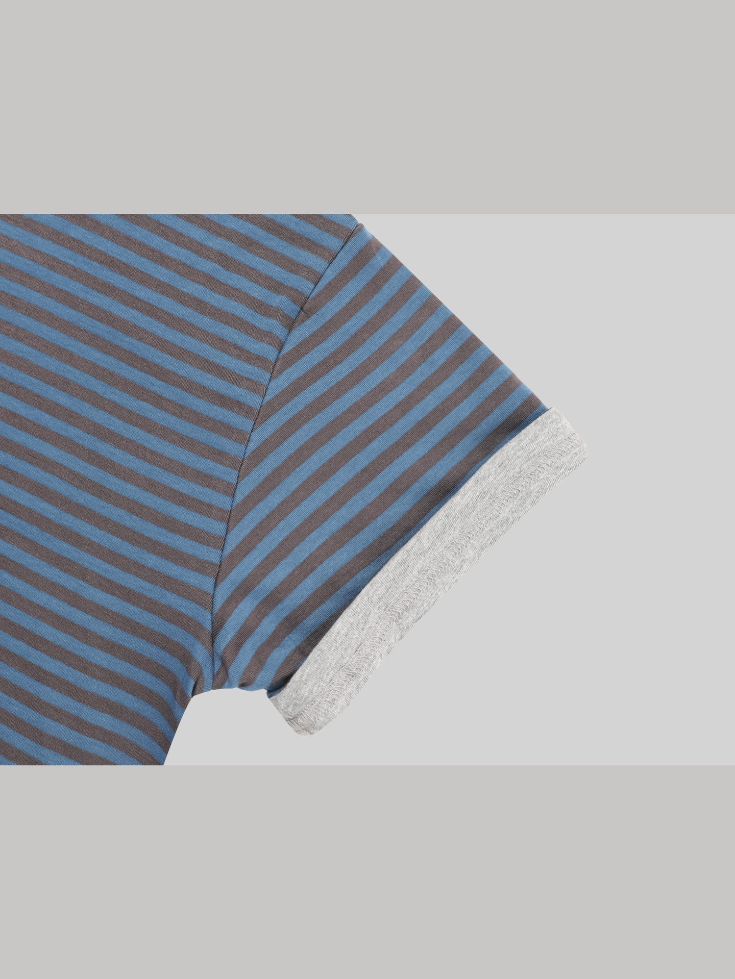 Mezzo striped roll-up sleeve T-shirt in Black-Ivory, front view styled