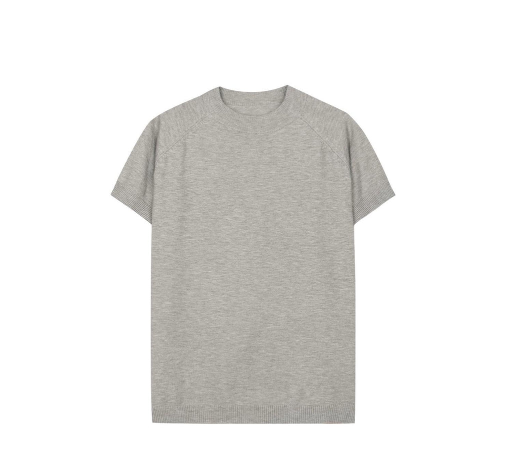 Raglan Sleeve Crew Neck Knit Tee — worn look front