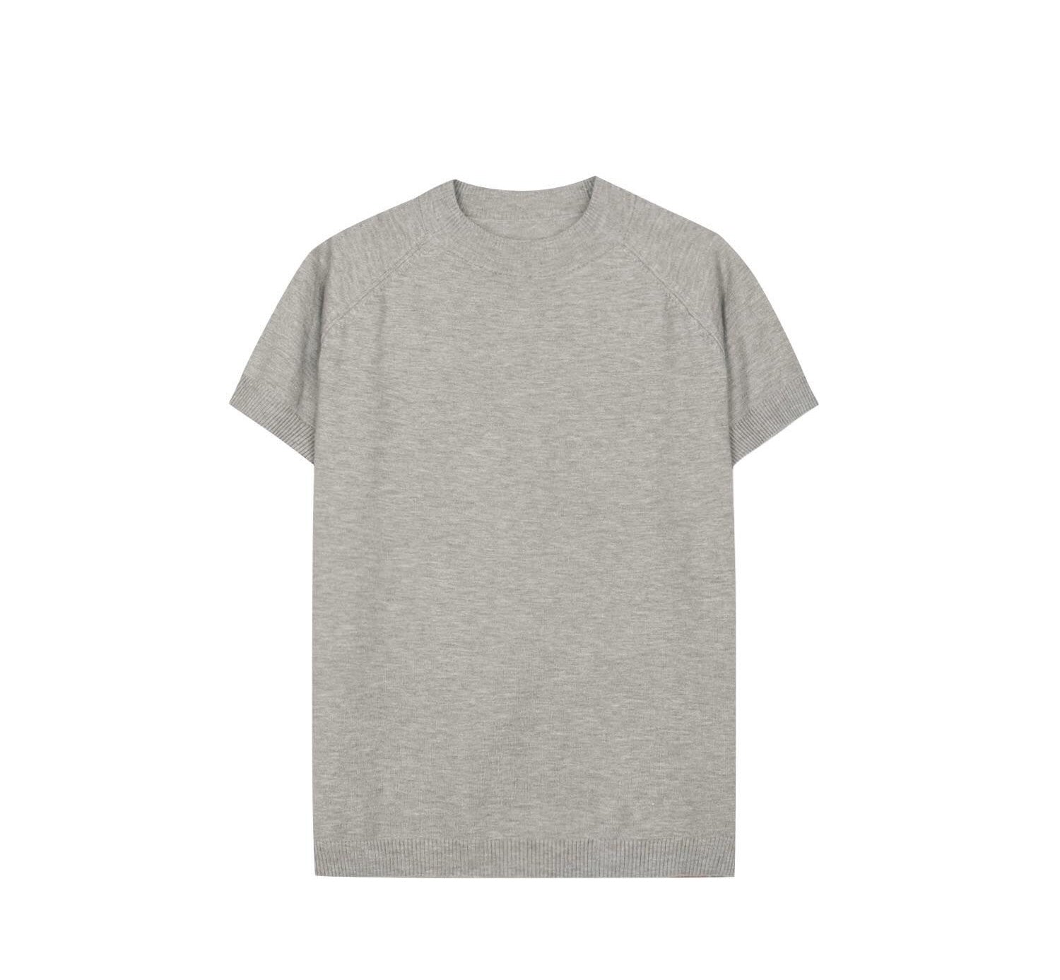 Raglan Sleeve Crew Neck Knit Tee — worn look front