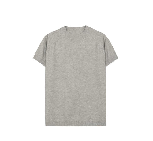 Raglan Sleeve Crew Neck Knit Tee — worn look front