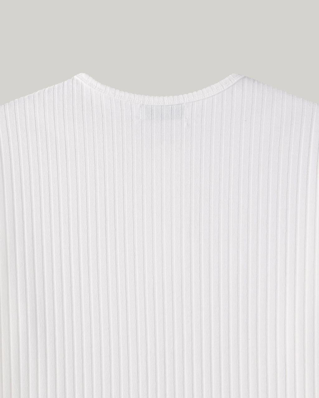DeefHouse ribbed henley neck T-shirt in Ivory, front view flat lay