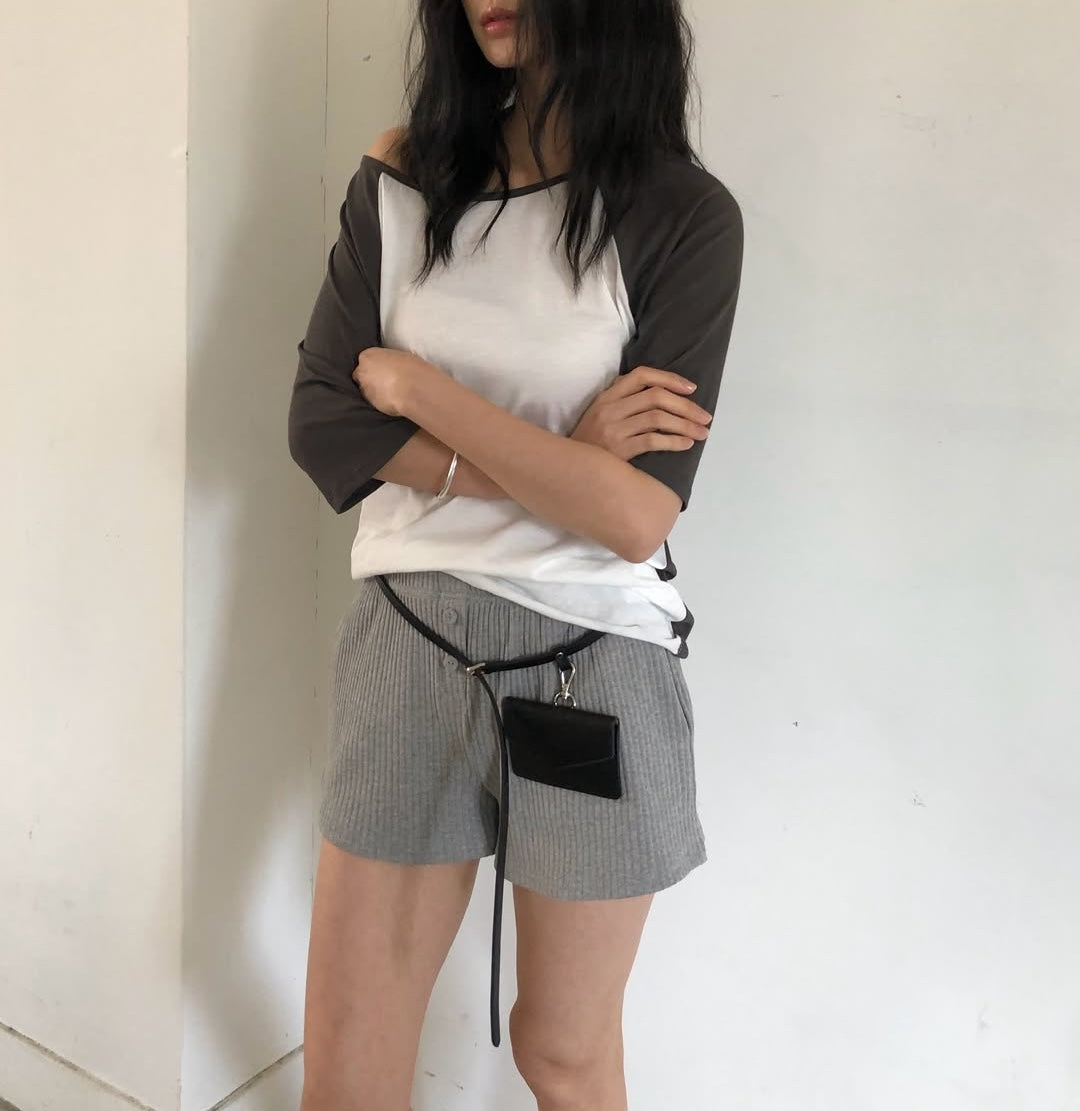 Ore Colour-Block Dolman Sleeve Cotton Tee