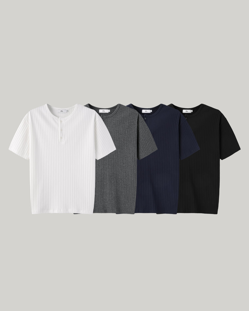 DeefHouse ribbed henley neck T-shirt in Black, 3-button placket detail
