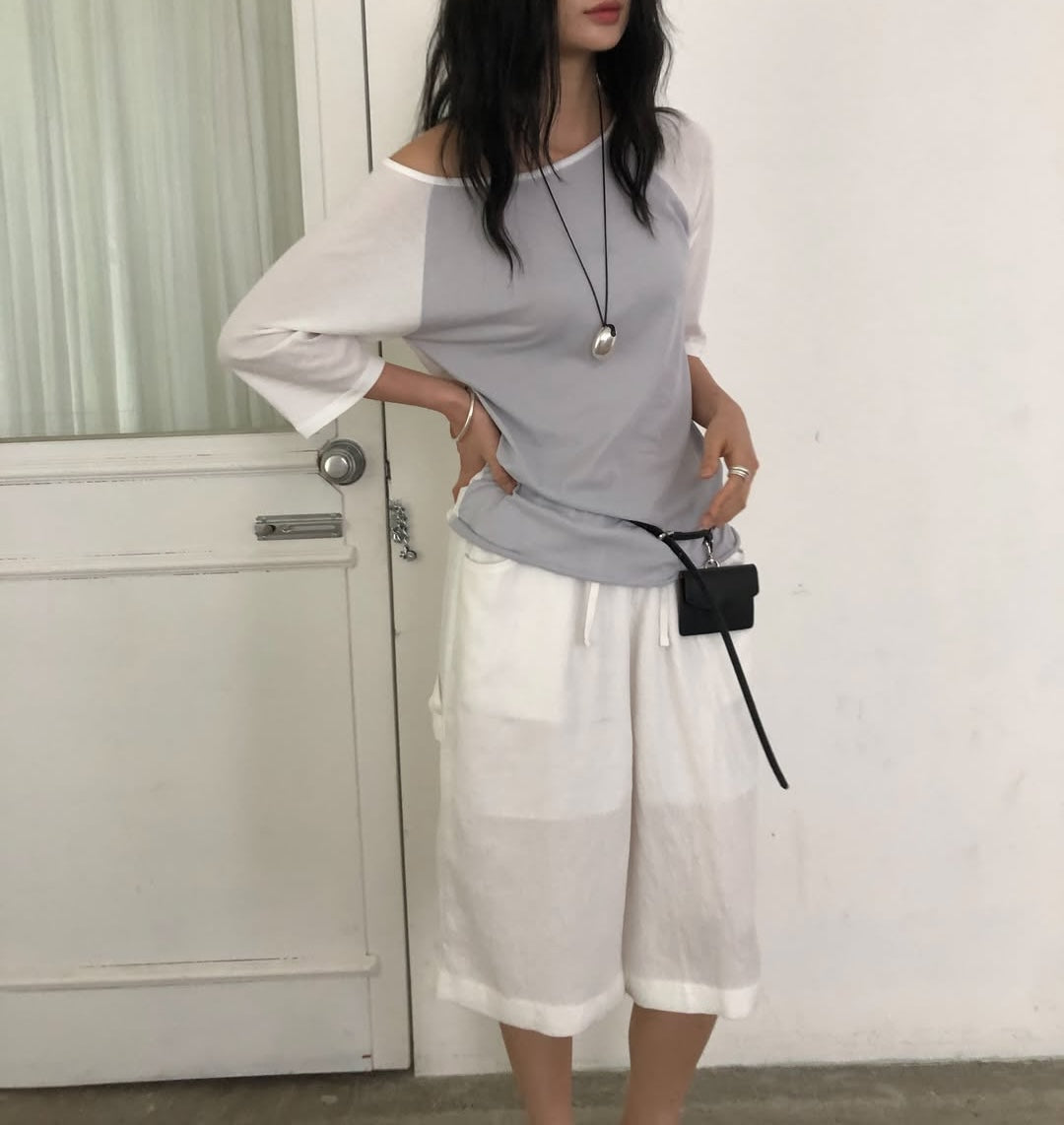Ore Colour-Block Dolman Sleeve Cotton Tee