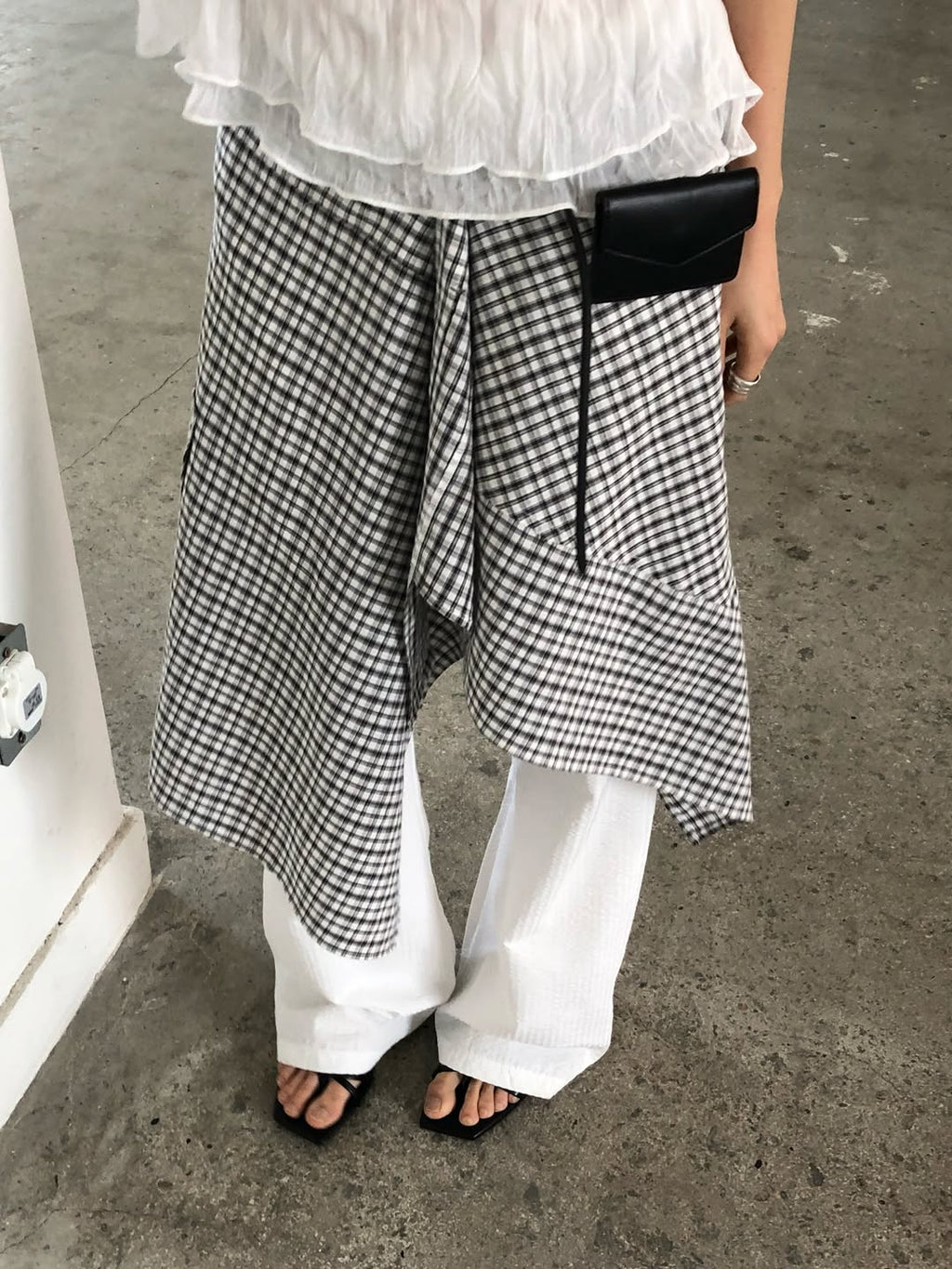 Ore Check Wrap Skirt with Cargo Pocket