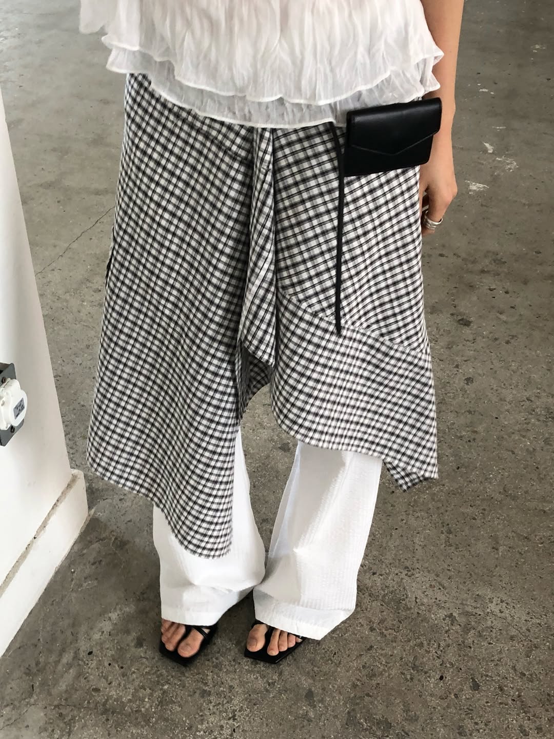 Ore Check Wrap Skirt with Cargo Pocket