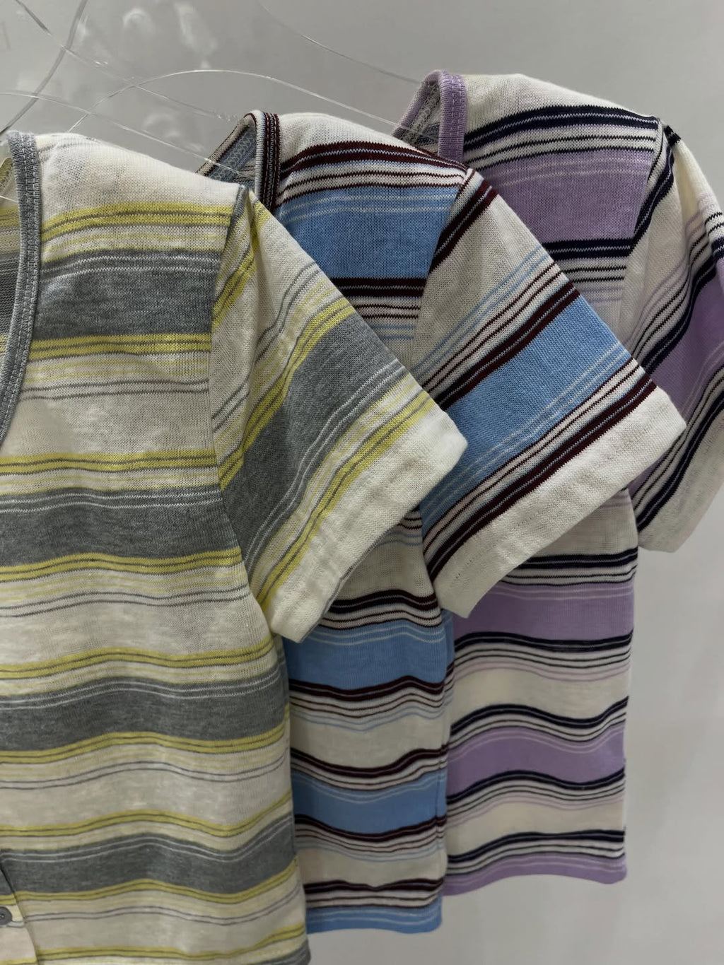 Baie38 Striped Button-Front Cropped Knit Cardigan