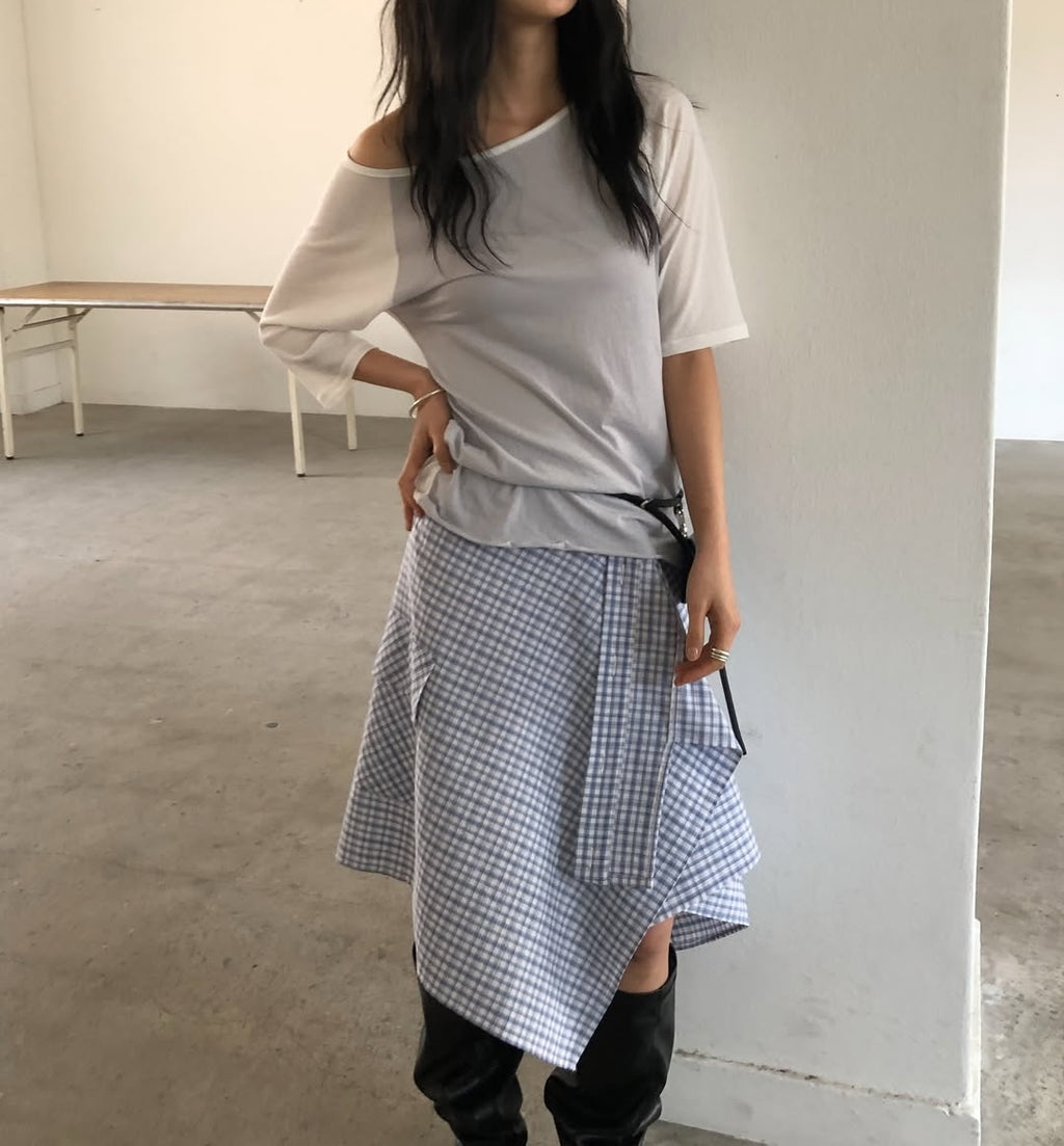 Ore Colour-Block Dolman Sleeve Cotton Tee
