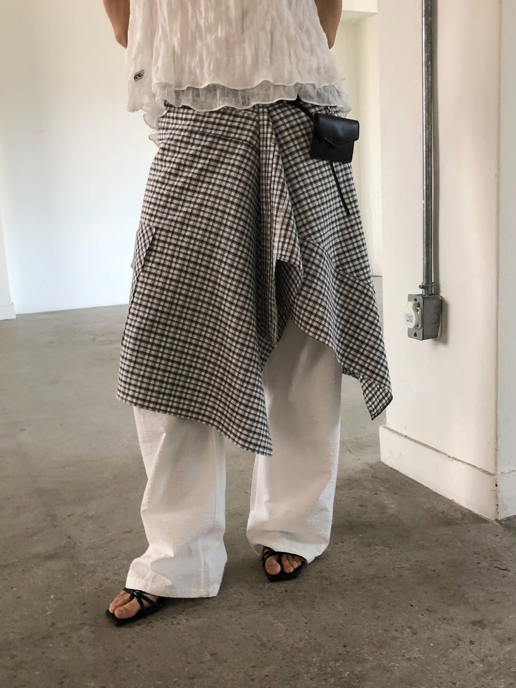Ore Check Wrap Skirt with Cargo Pocket