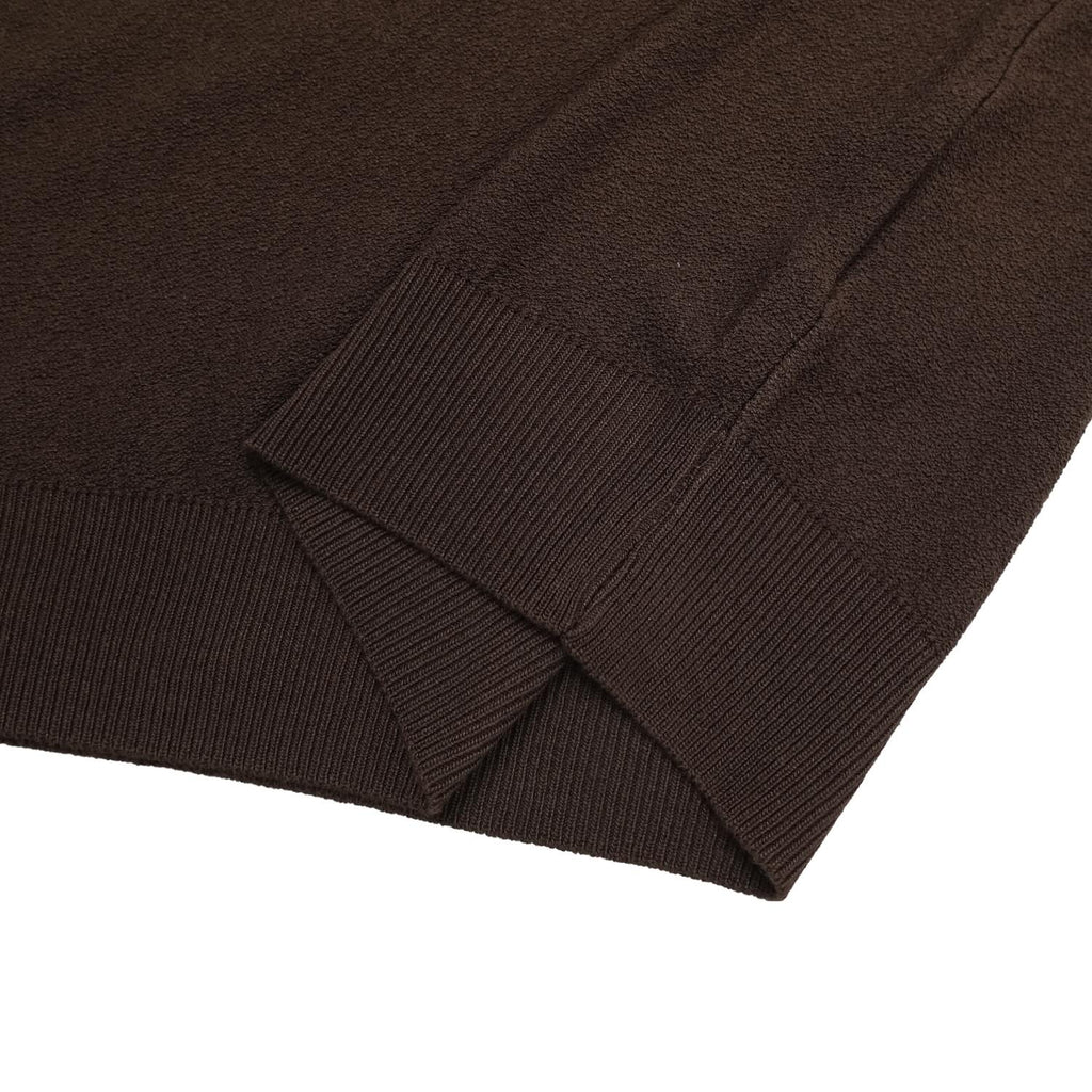 Contrast Trim Crew Neck Knit Tee — Black