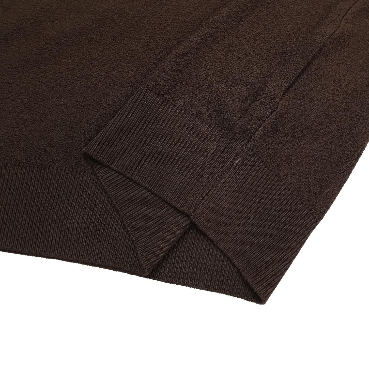 Contrast Trim Crew Neck Knit Tee — Black