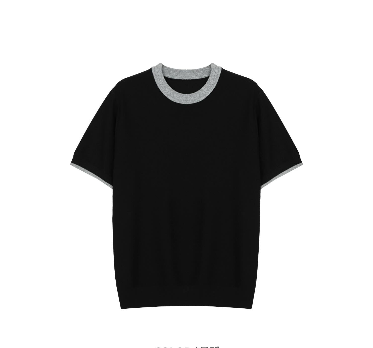 Contrast Trim Crew Neck Knit Tee — detail
