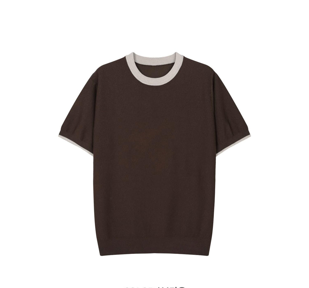 Contrast Trim Crew Neck Knit Tee — detail 2