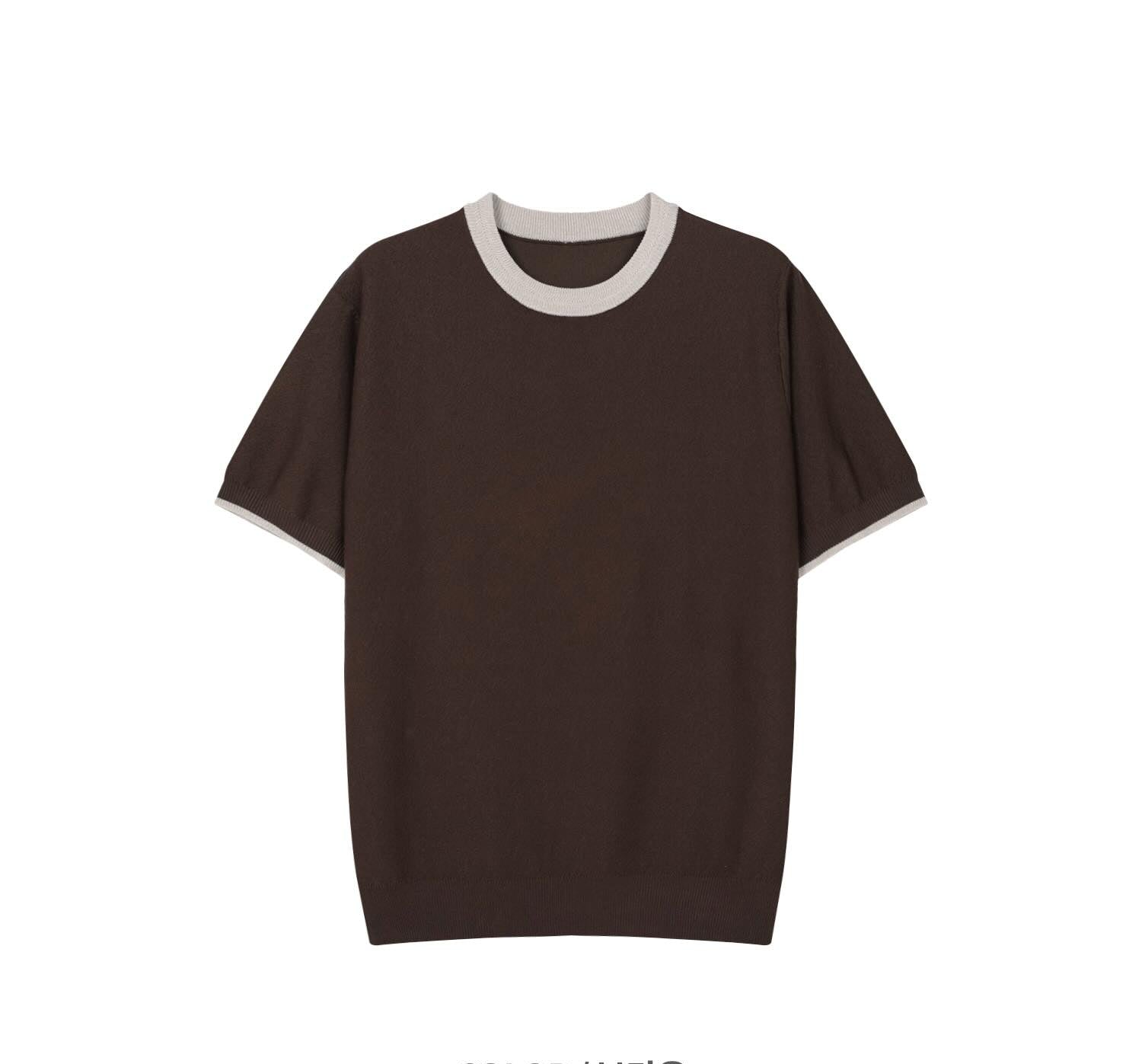 Contrast Trim Crew Neck Knit Tee — detail 2