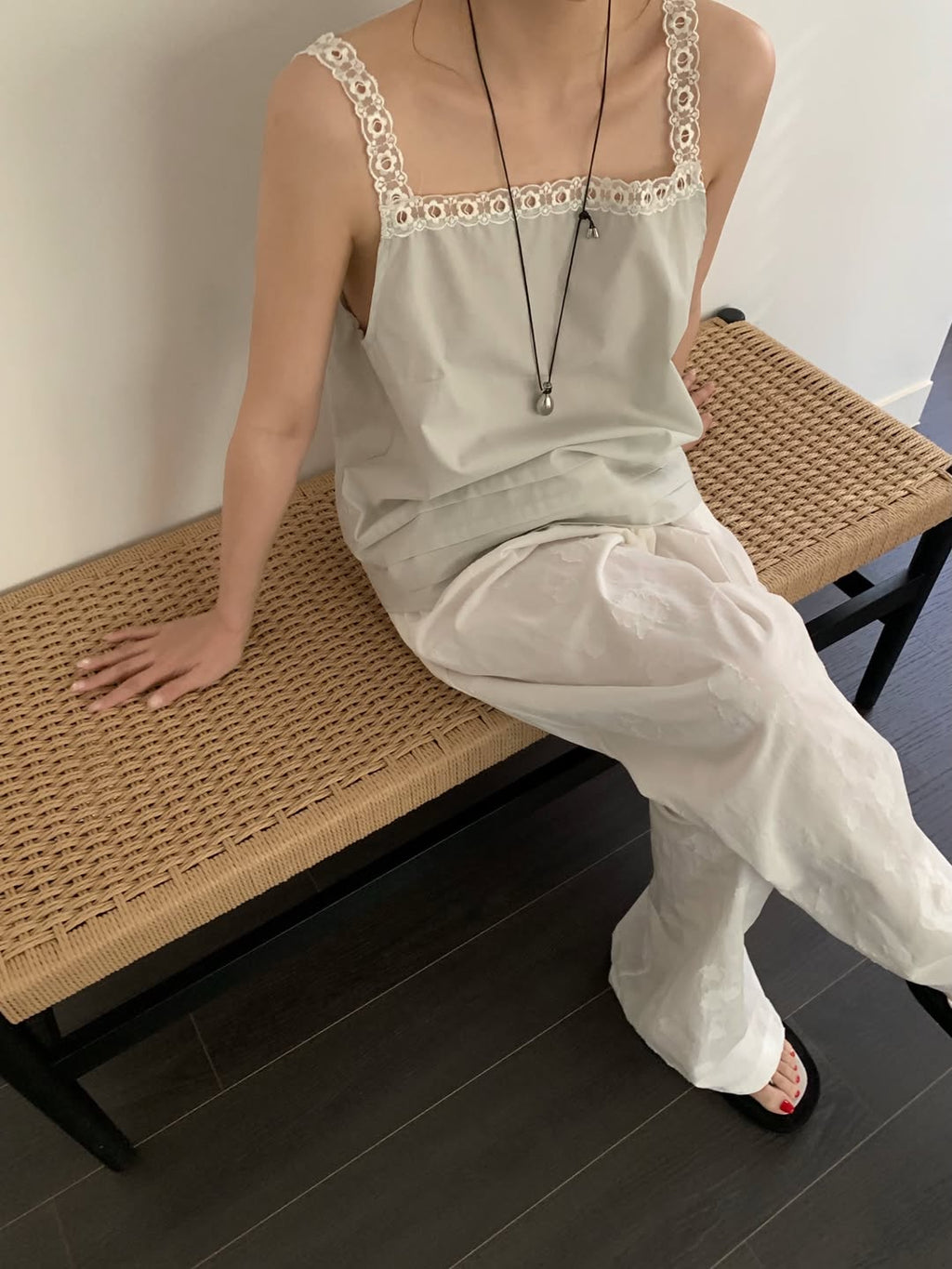Avid Lace Strap Square Neck Sleeveless Top