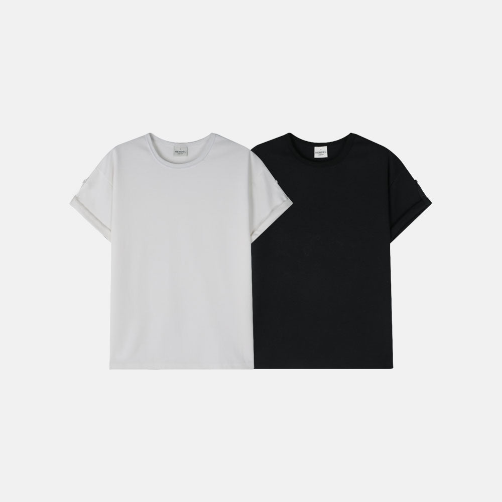 2Pack Hendel Roll-Up Sleeve T-Shirt — White and Black