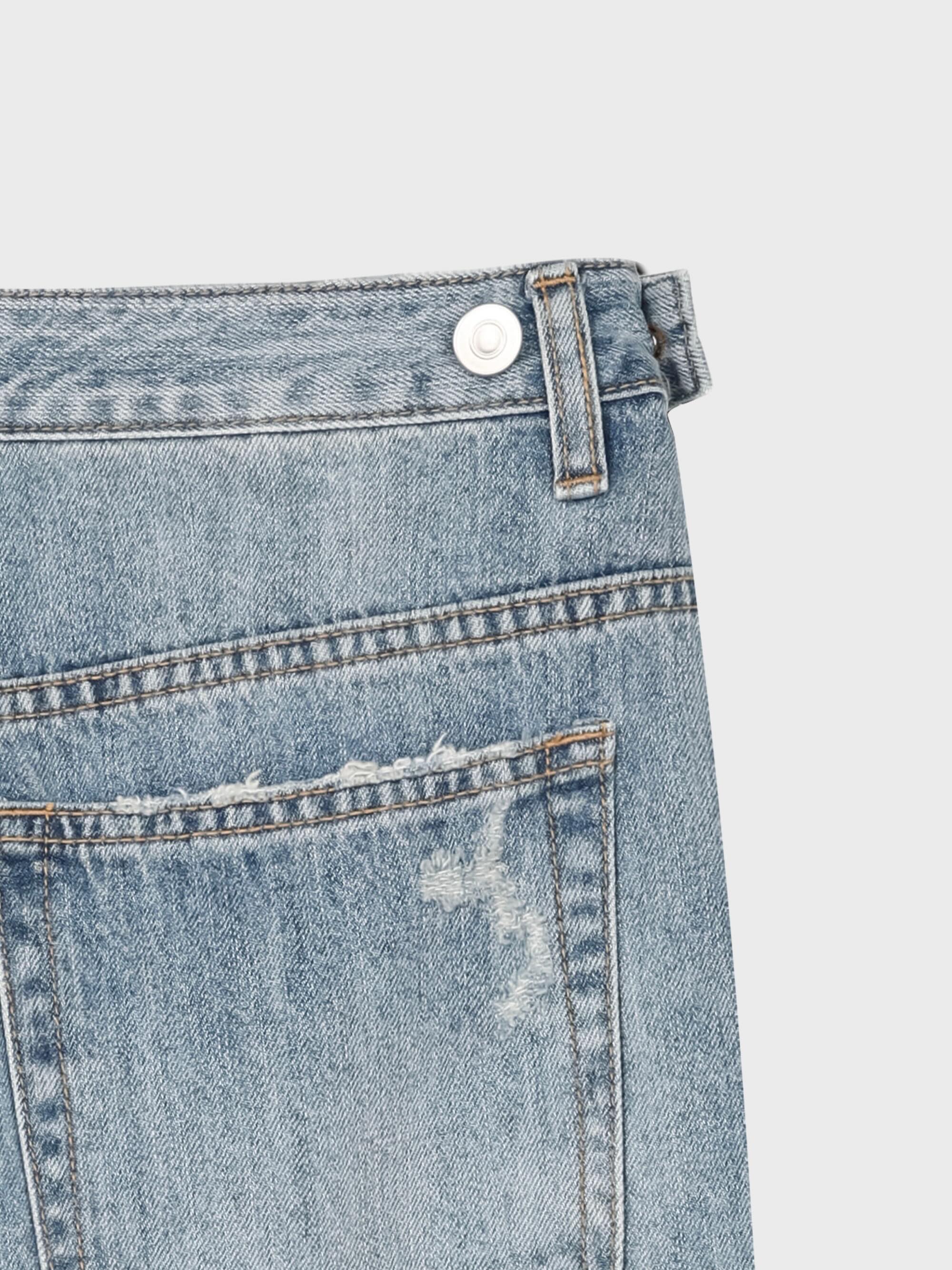 Reber wide leg ripped jeans in light wash, fabric texture Cotton 100%