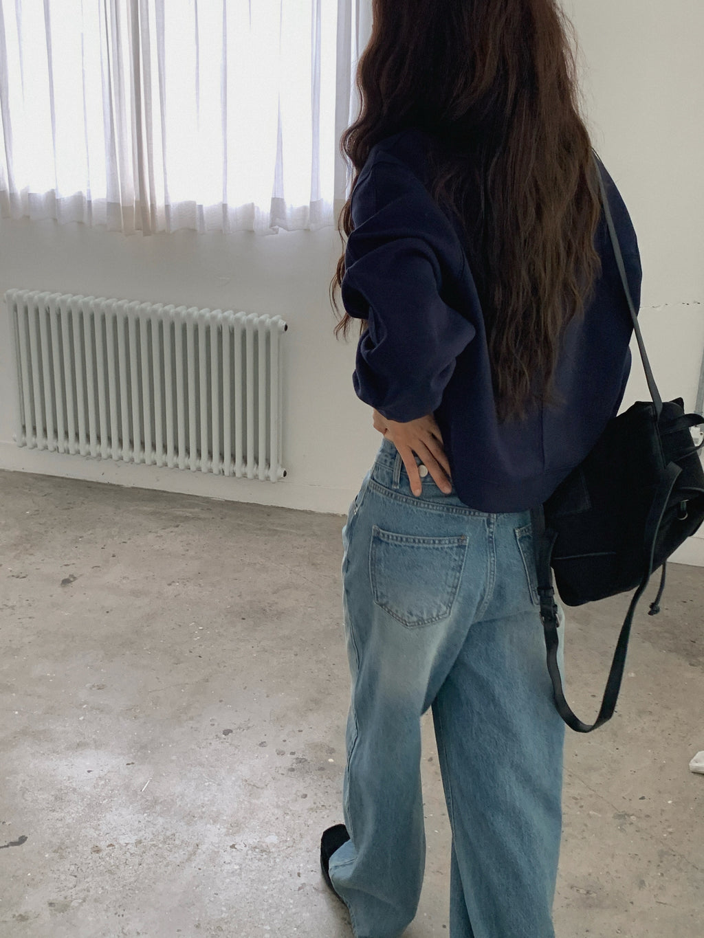Cropped Stand Collar Half Zip Sweatshirt