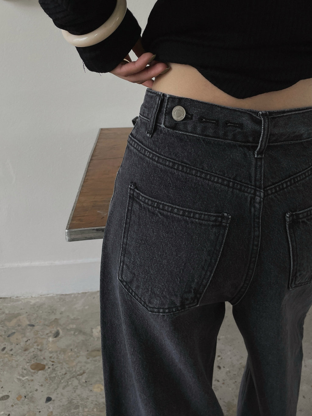 High Waist Wide Leg Vintage Wash Jeans
