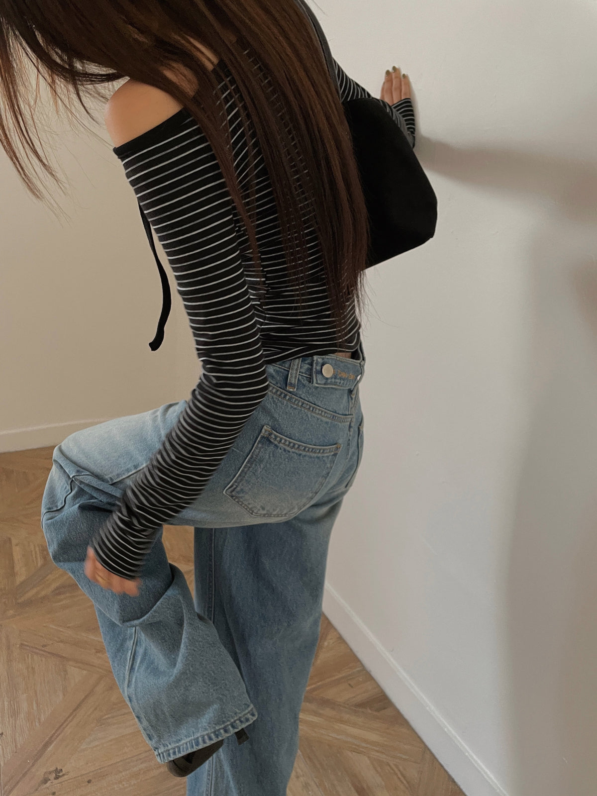 High Waist Wide Leg Vintage Wash Jeans