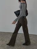 High Waist Bootcut Cargo Pants