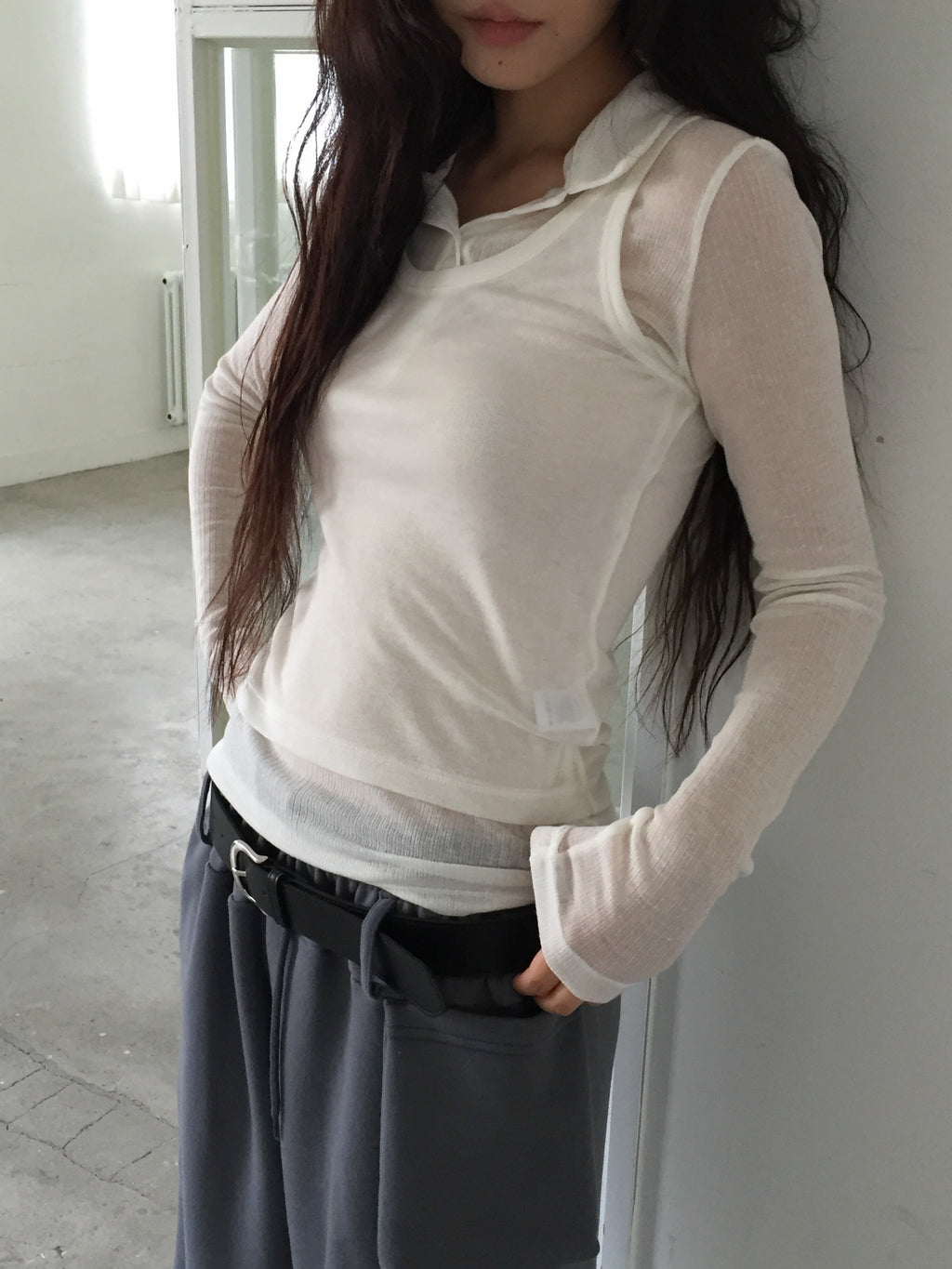 Tank Top & Polo Collar Long Sleeve Set