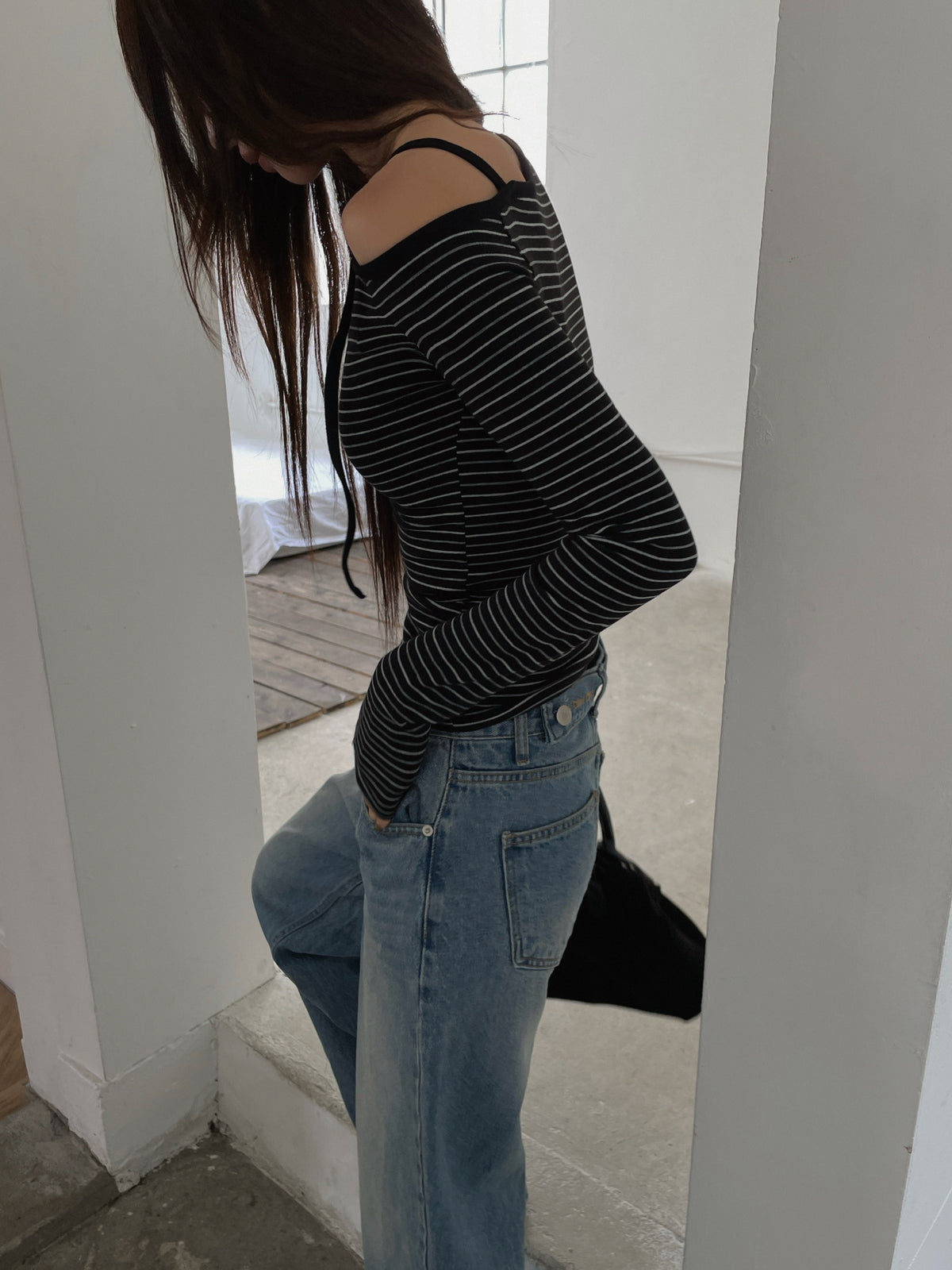 High Waist Wide Leg Vintage Wash Jeans