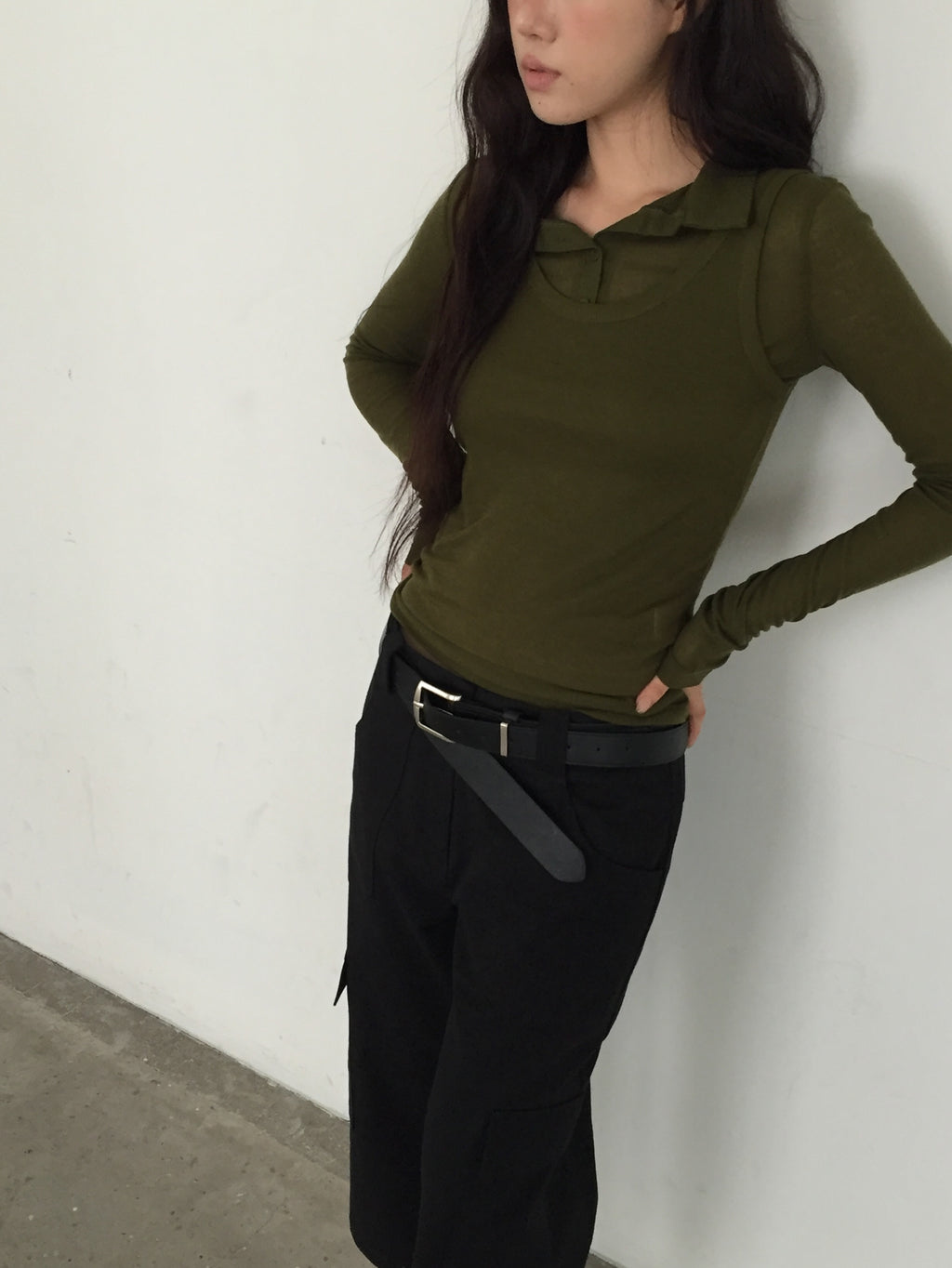 Tank Top & Polo Collar Long Sleeve Set