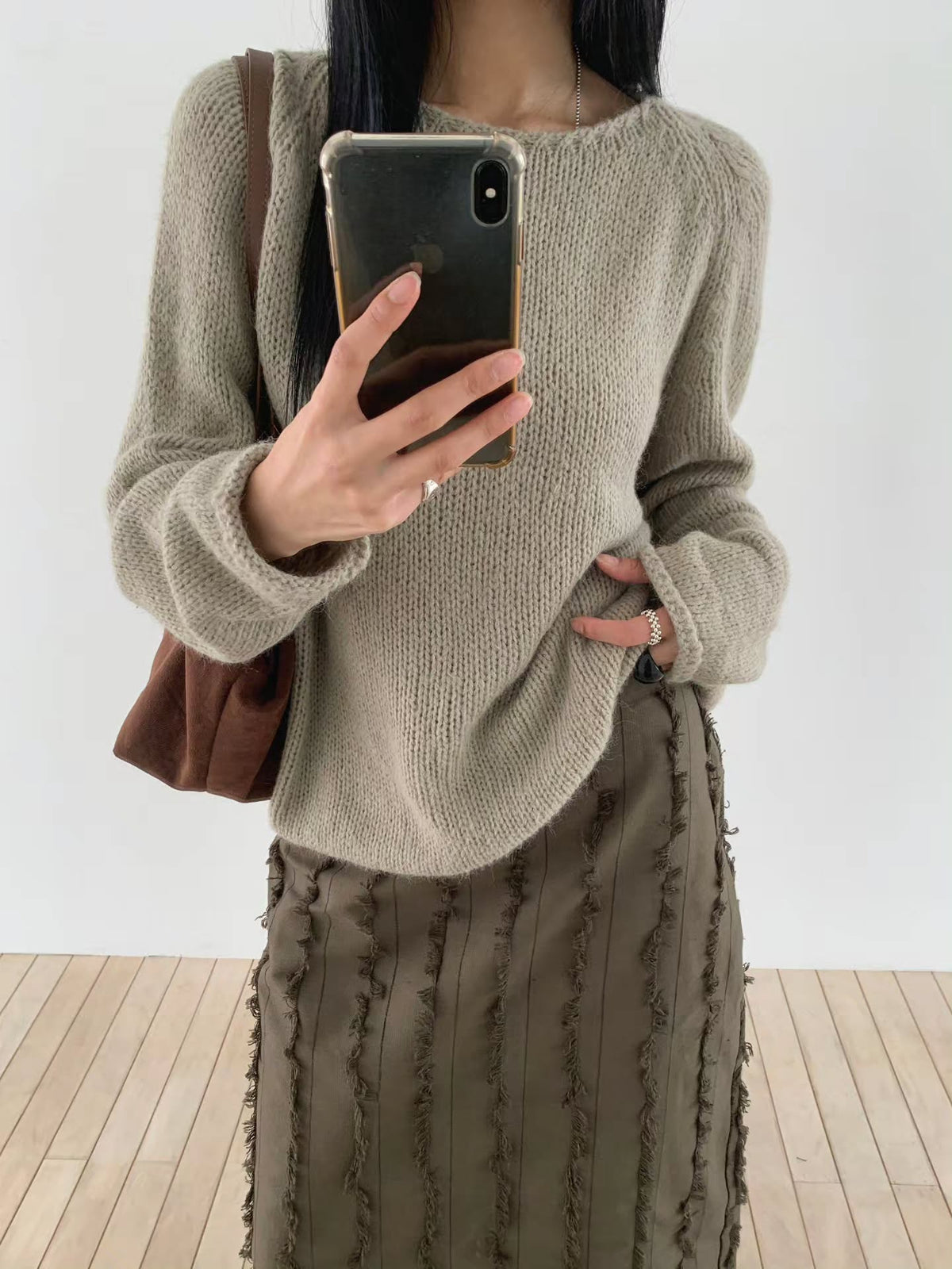 Vertical Fringe Maxi Skirt