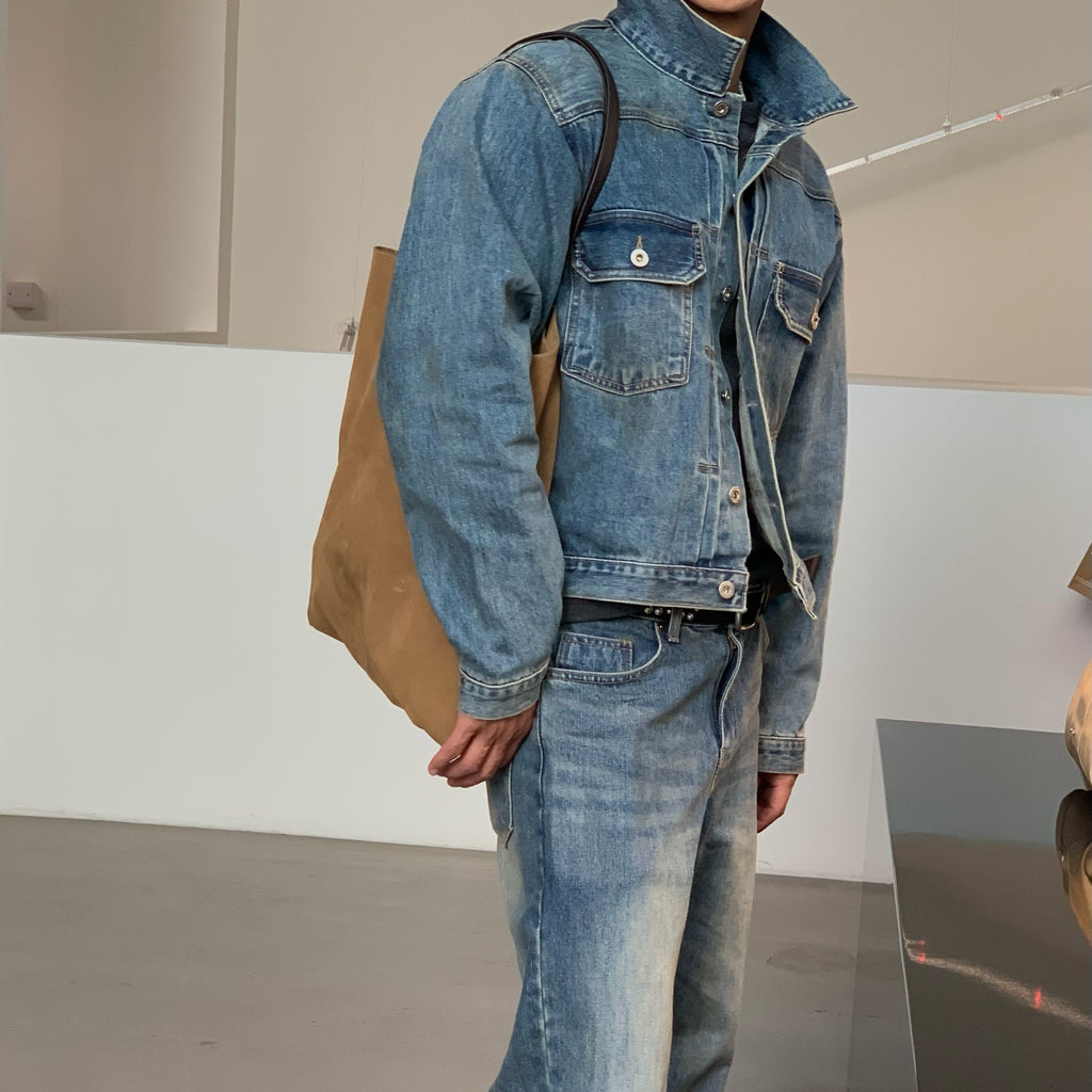 Mento Mid-Wash Cotton Trucker Denim Jacket