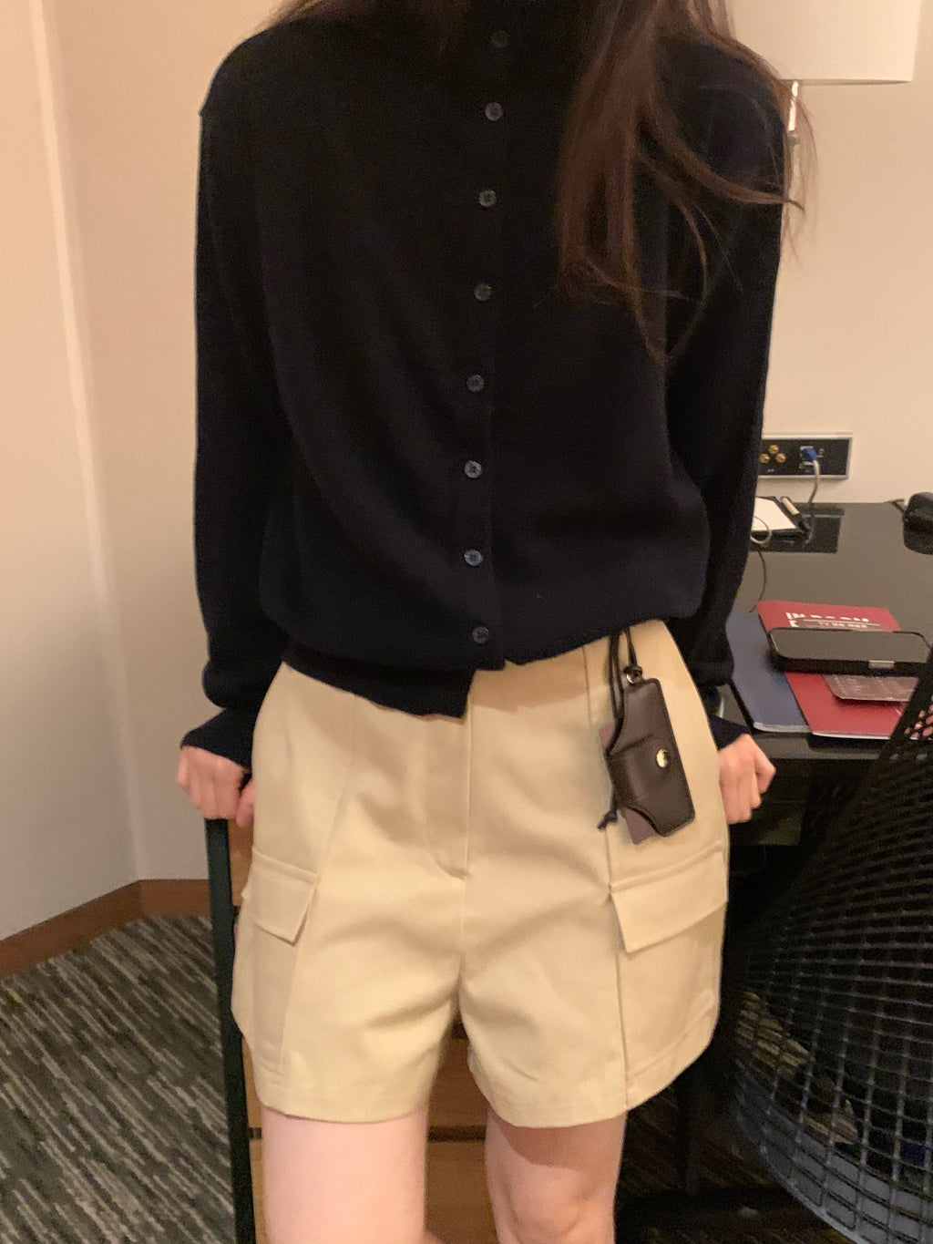 Half Turtleneck Button Front Cropped Knit Cardigan