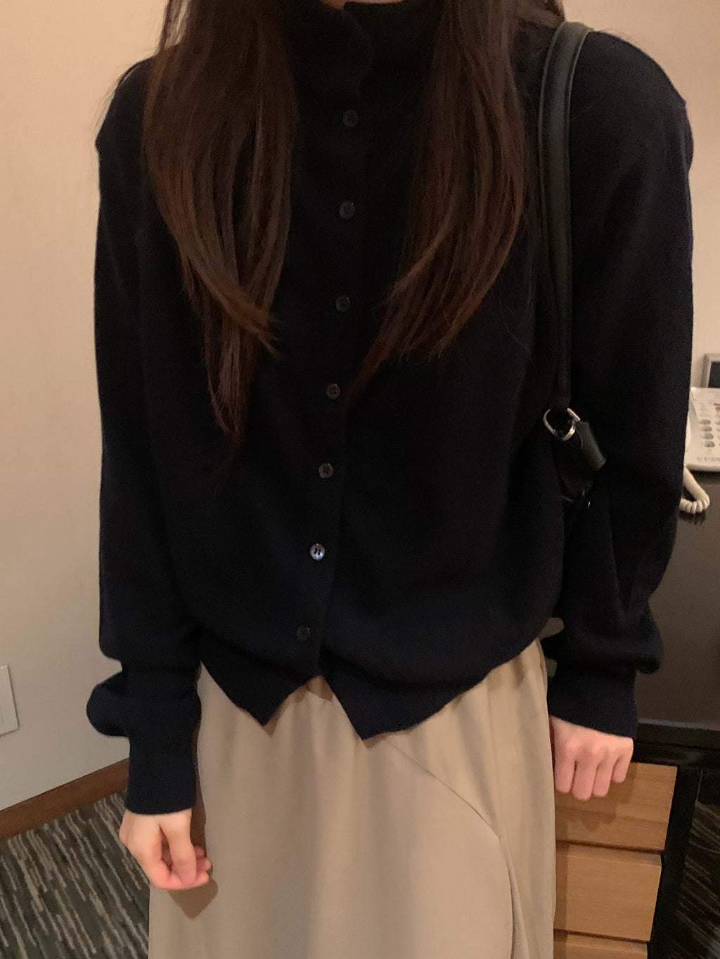 Half Turtleneck Button Front Cropped Knit Cardigan