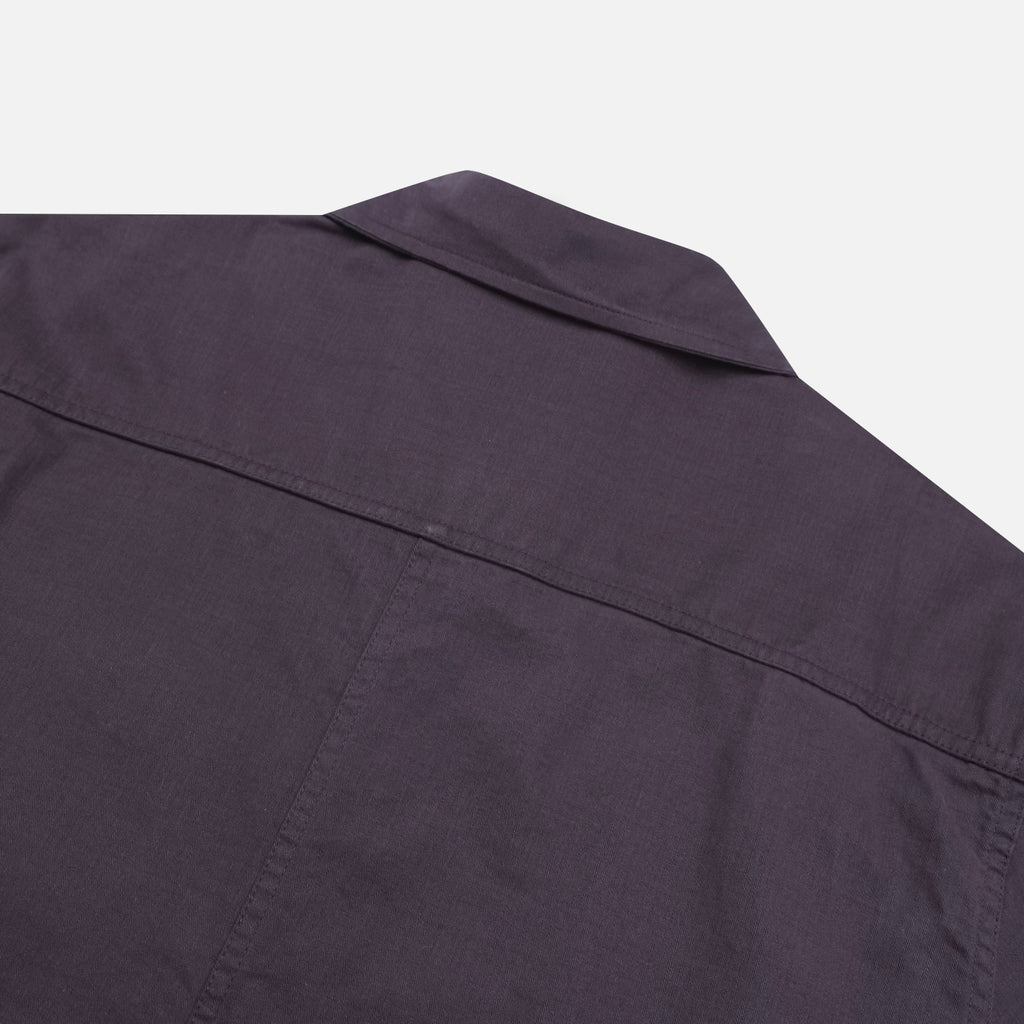 Purple men's herringbone cotton shirt jacket, front view