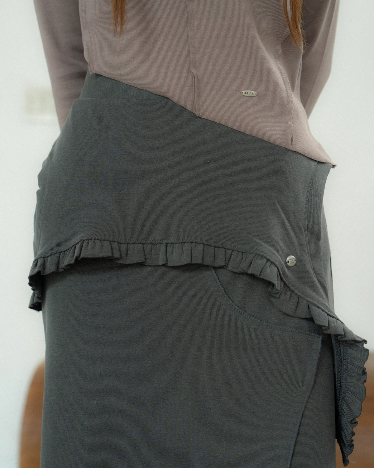 Asymmetric Ruffle Layer Maxi Skirt