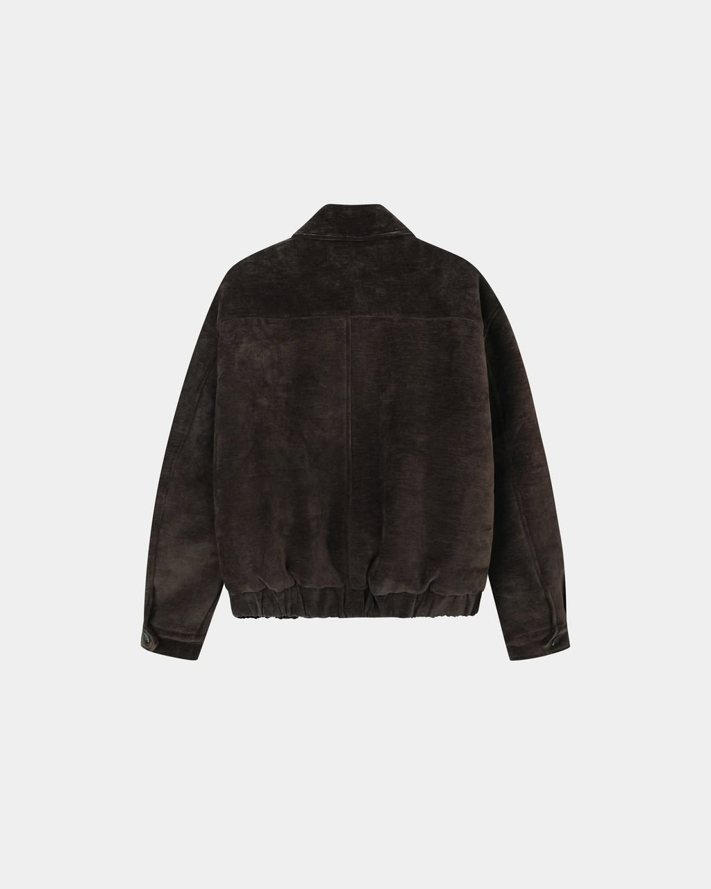 Back view of brown men's velvet blouson jacket