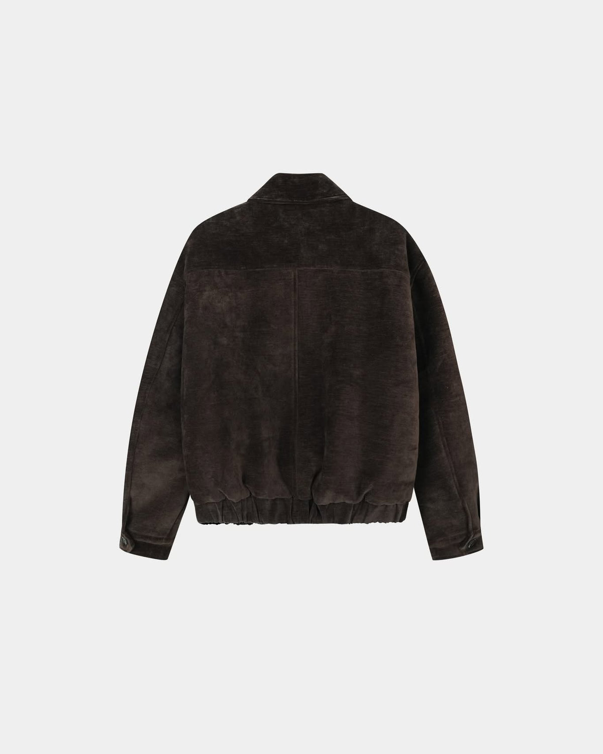 Back view of brown men's velvet blouson jacket