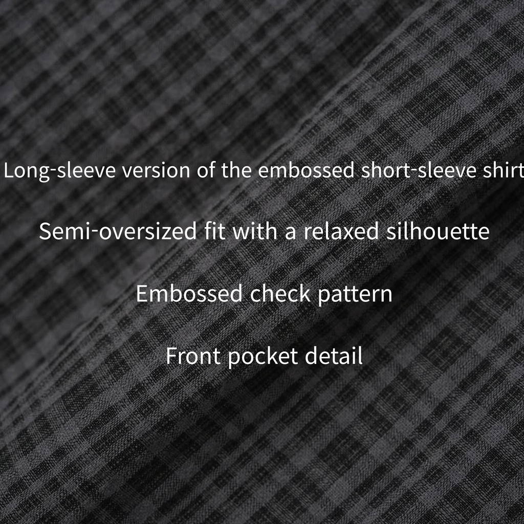 Camicia a maniche lunghe oversize con motivo a rilievo