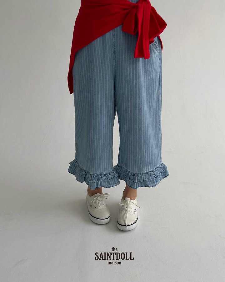 Saintdoll Petit Ruffle Hem Wide-Leg Denim Pants — Mother & Child Matching