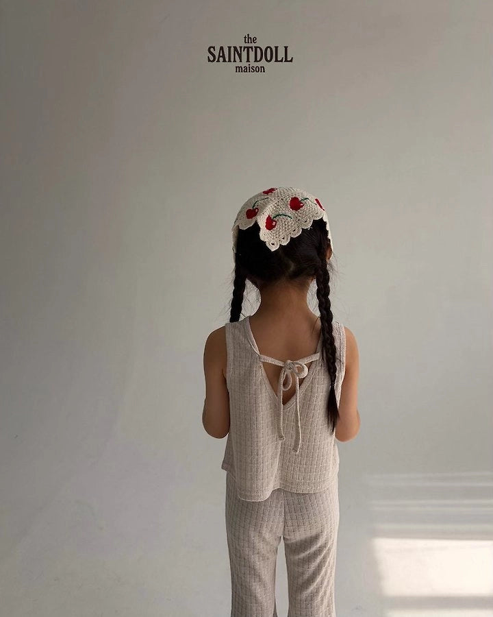 Saintdoll Textured Knit Tank Top & Wide-Leg Pants Set — Kids
