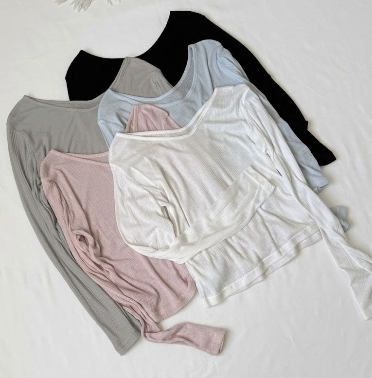 3Pack Flatyou Cooling Textured Crop Long Sleeve Top
