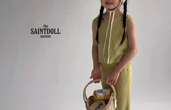 Saintdoll Textured Knit Tank Top & Wide-Leg Pants Set — Kids