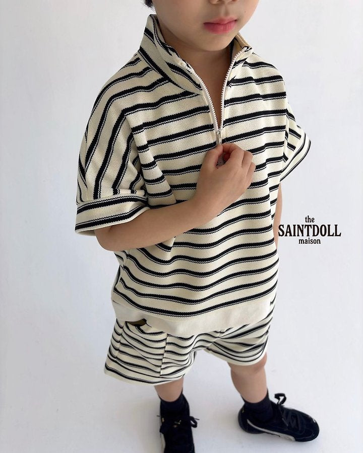 Saintdoll Stripe Half-Zip Top & Shorts Set — Kids