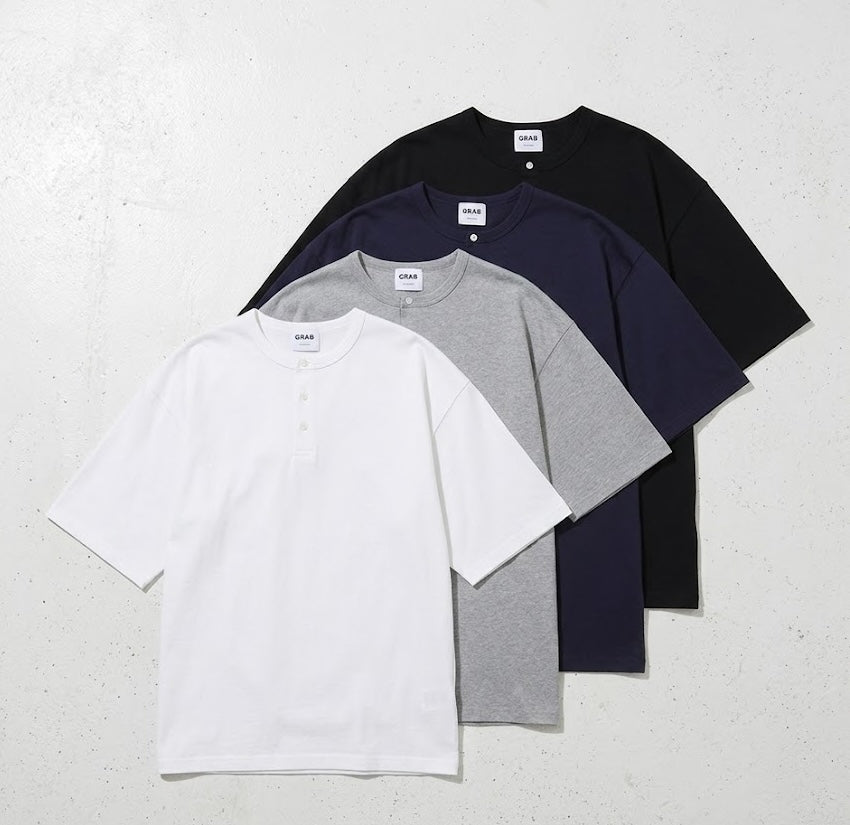 Grab Henley Neck Oversized Short Sleeve T-Shirt