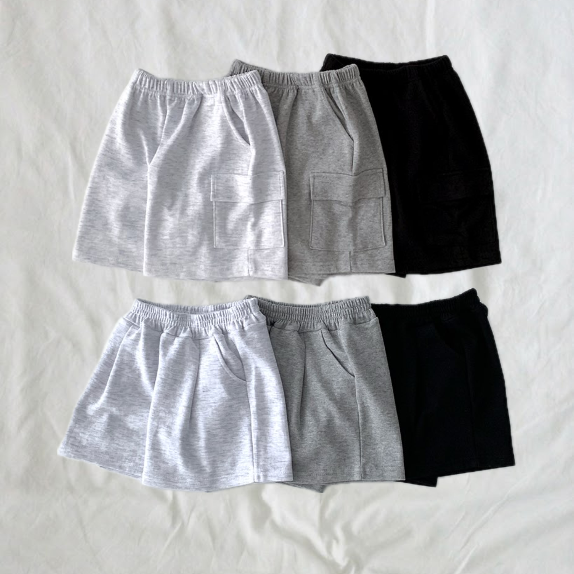 (2pack) Dsaint Pin-Tuck & Cargo Wide Cotton Shorts — Kids
