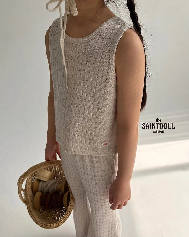 Saintdoll Textured Knit Tank Top & Wide-Leg Pants Set — Kids