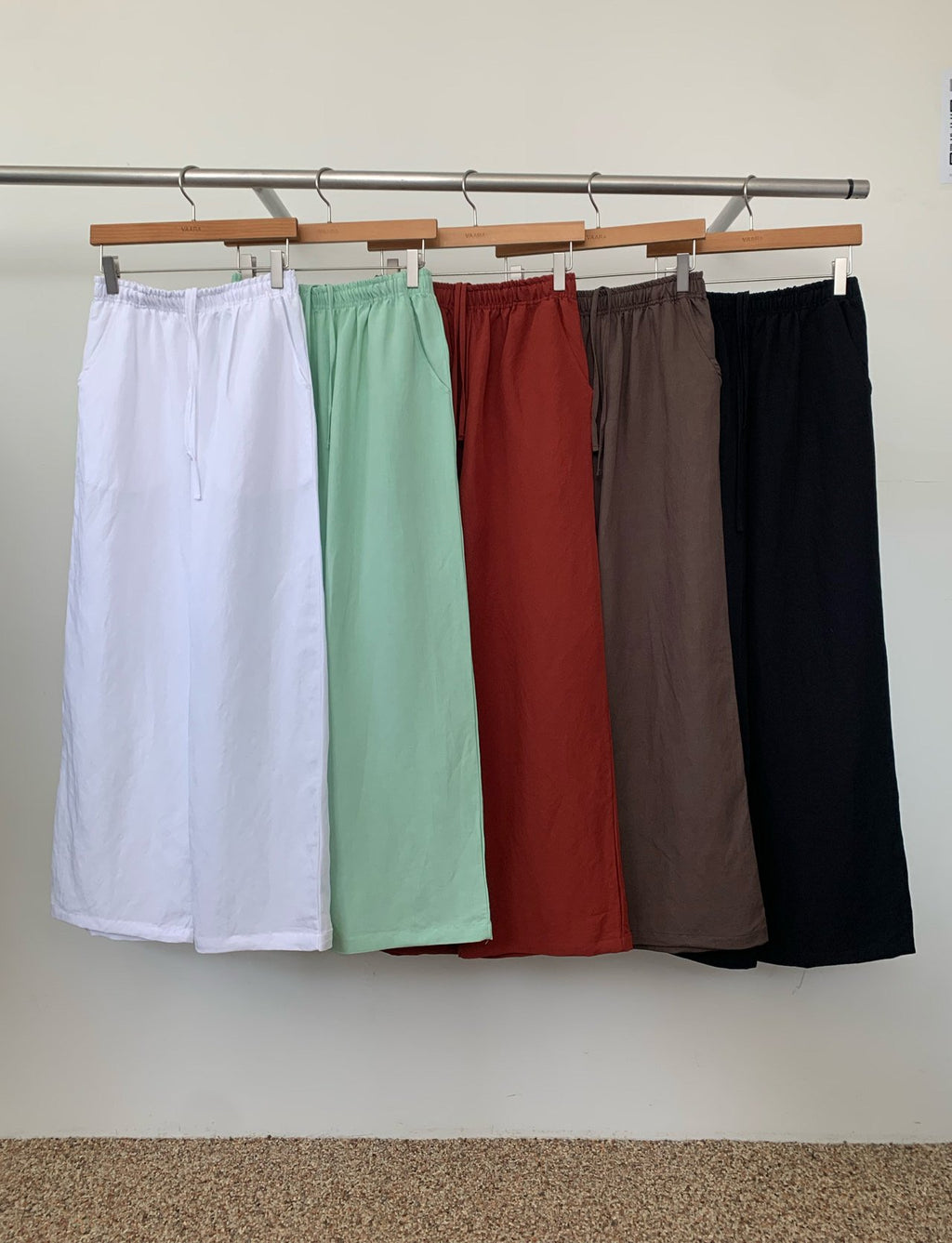 VAARA Linen Wide Leg Trousers with Elasticated Waist