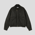 Khaki brown crackle Harrington jacket back view