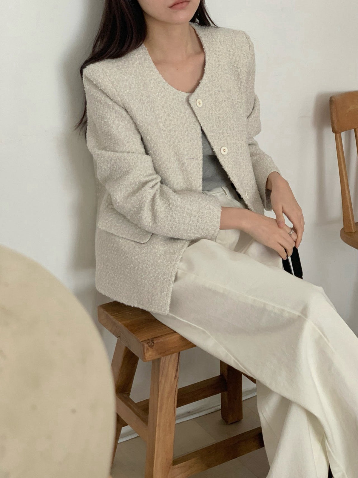 Tweed Jacket with Flap Pockets