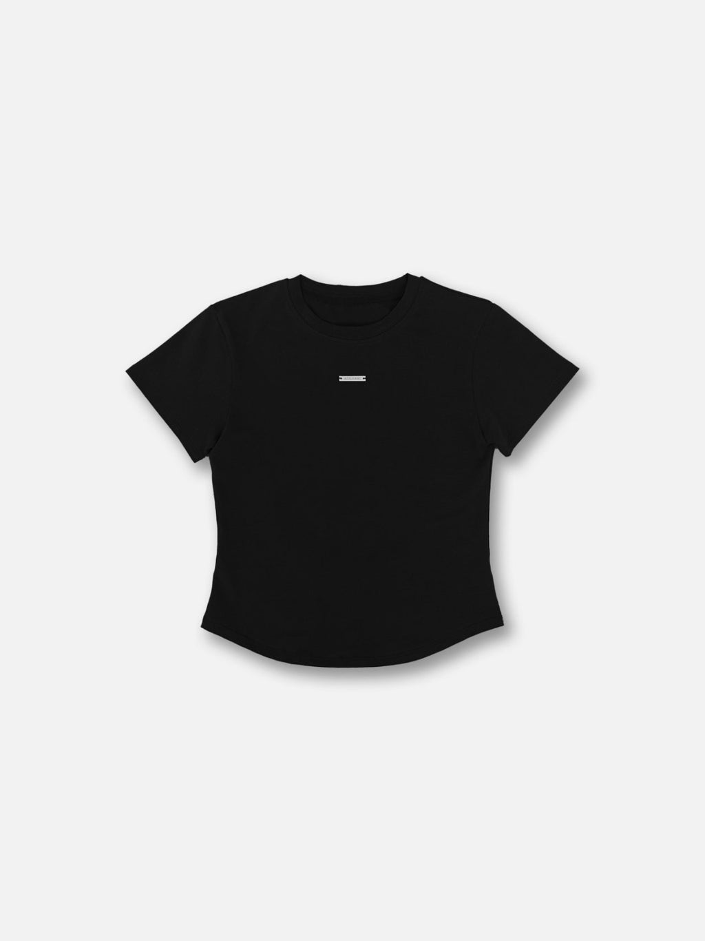(2Pack) ASKHAKI Metal Plate Logo Slim Cropped Tee